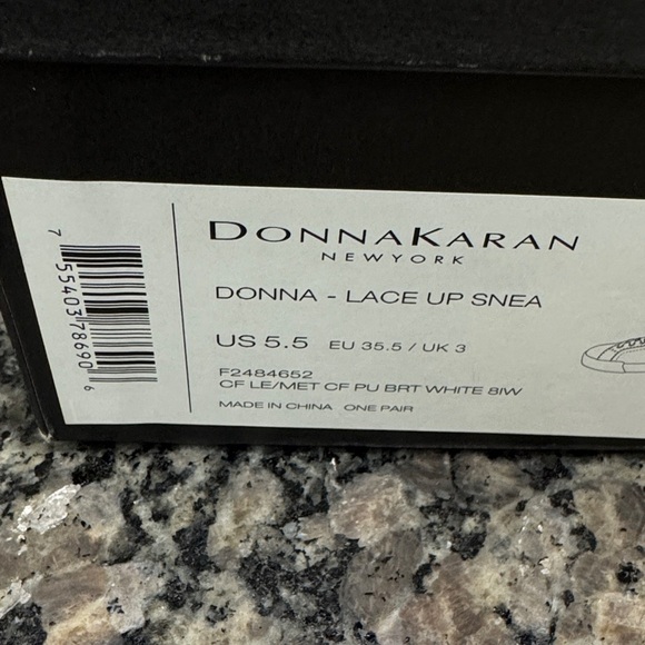 Donna Karan Donna - Lace Up White and Gold Sneakers NWT 5.5 - Picture 10 of 12